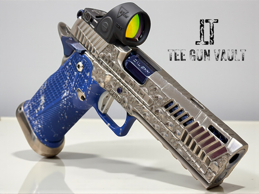 DARK FORGE WRAITH “VITA FINITA” POLISHED SILVER/BLUE FINISH WITH BLACK SRO 4.6” PORTED 9MM