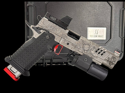 STACCATO CUSTOM XL “LAST SAMURAI” PORTED ATLAS GRIPS AND TRIGGER CHARCOAL POLISHED BLACK DLC