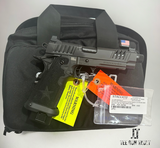 2011 STACCATO P OPTIC READY DLC 5” THREADED WITH 3 mags 9MM STI PISTOL