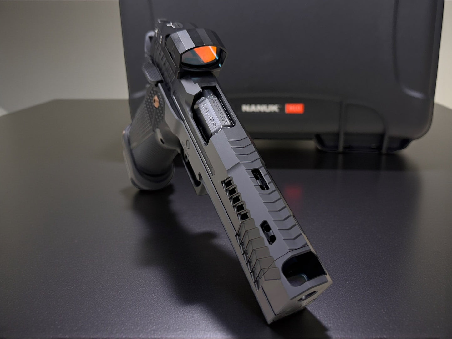 DARK FORGE REAPER PORTED + COMP 5” 9MM DOUBLE STACK ALUMINUM GRIPS (OPTIC NOT INCLUDED)