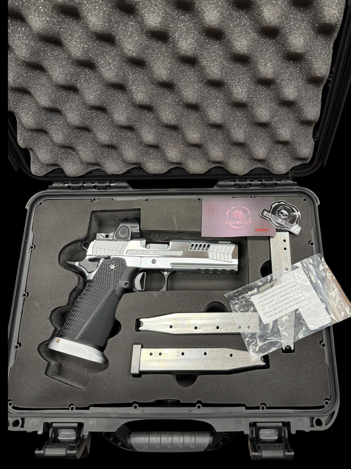 DARK FORGE WRAITH PORTED 4.6” BRUSHED CHROME FINISH WITH TRIJICON SRO (please read description)