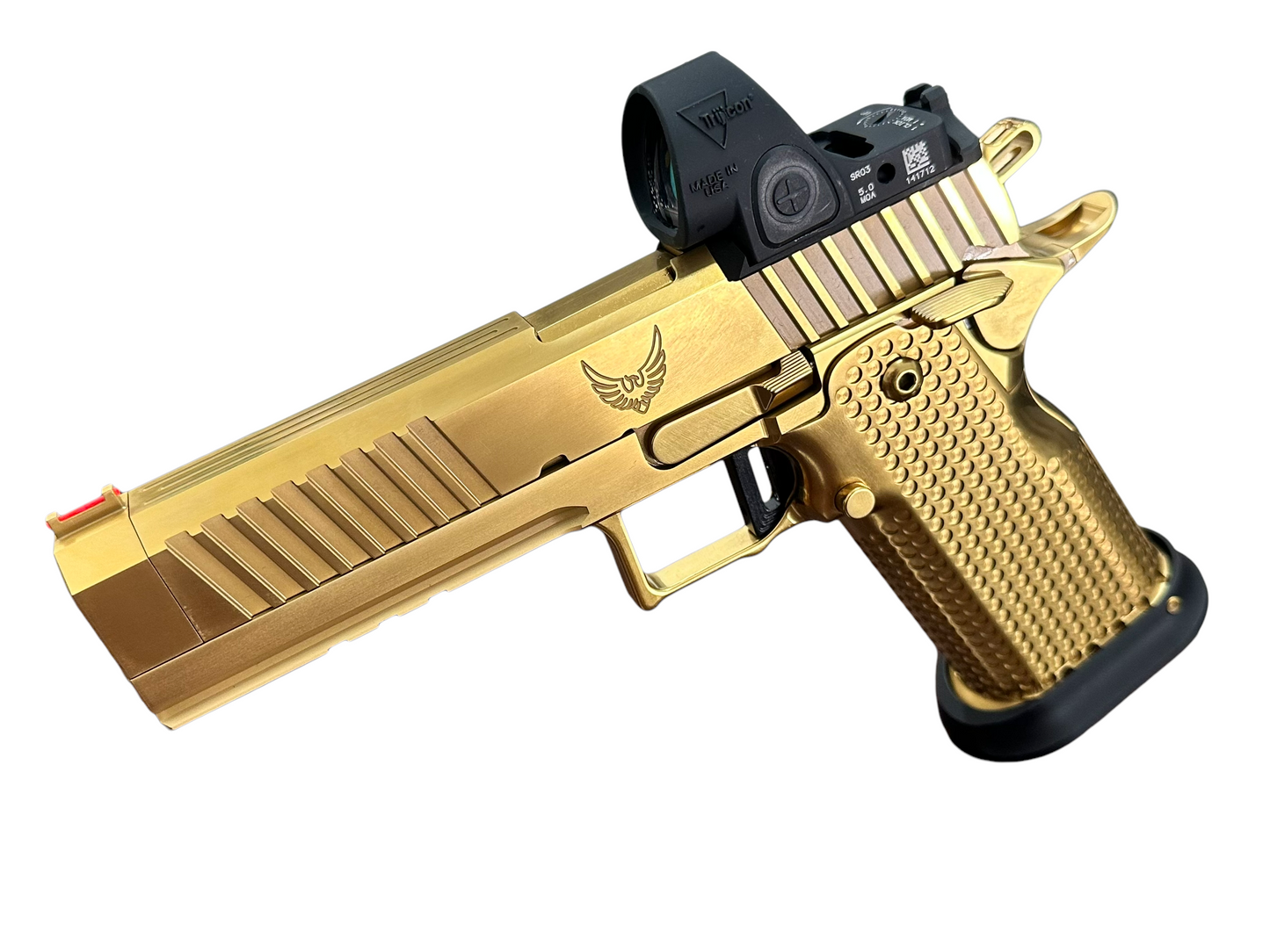 PHOENIX TRINITY H SERIES/H DUTY 9MM FULL POLISHED GOLD TIN CUSTOM IOS CUT STEEL FRAME AND GRIPS