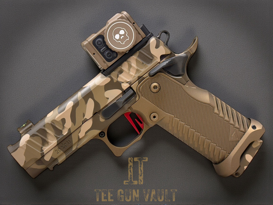 STACCATO CUSTOM C2 PORTED 3.9"
MULTICAM WITH T7 ALUMINUM GRIPS, APE AIMPOINT ACRO P2 & RED DIRT "EDGE" TRIGGER