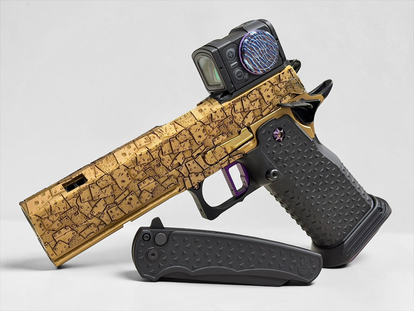 TEE GUN VAULT “RIVET” GOVERNMENT 5” PORTED COPPER WITH APE DEFENSE ACRO P2