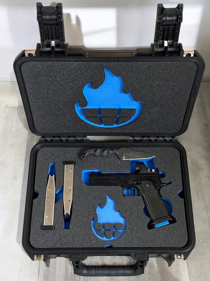 ATLAS GUNWORKS CUSTOM ATHENA SHINY BLACK WITH STROUP KNIFE, TRIJICON SRO