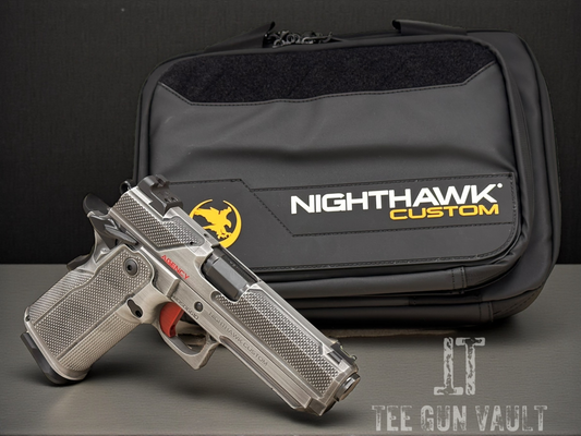 NIGHTHAWK CUSTOM DOUBLE AGENT 9MM DOUBLE STACK RIDDICK FACTORY FINISH WITH RMR OPTIC PLATE. SUPER RARE