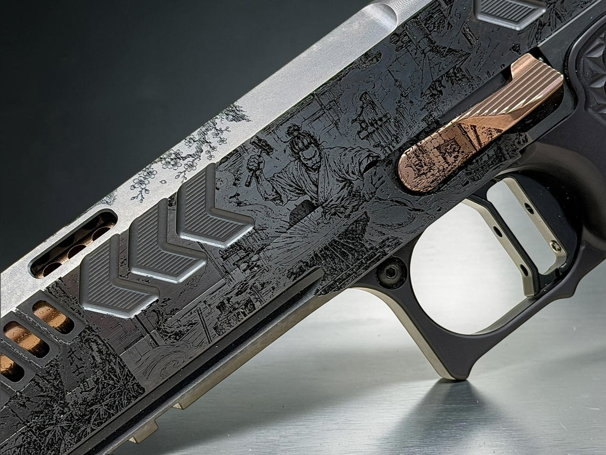 CNC GUNWORKS AKIRA “KATANAKAJI” 1 OF 5 PORTED 4.6”  DLC/ROSE GOLD FINISH 9MM