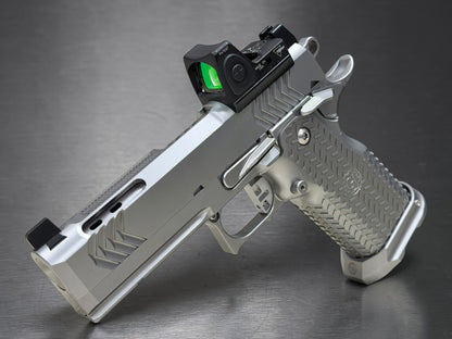 GUNCRAFTER POLARA X2 PORTED 9MM COMMANDER POLISHED CHROME FINISH WITH TRIJICON RMR