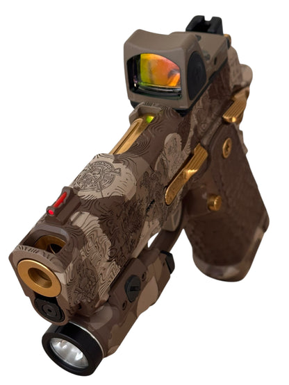 STACCATO CUSTOM CS “BLACK OPS” TIN BARREL 3.5” MULTI CAM CERAKOTE WITH TRIJICON RMR / TLR 7 SUB