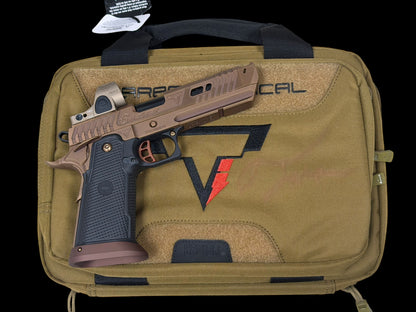 TARAN TACTICAL SAND VIPER 2011 NEW GRIPS 9MM WITH TAN SRO SIGNED CASE BY TARAN BUTLER