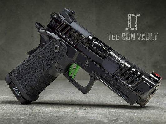 STACCATO C CUSTOM POLISHED BLACK DLC WITH DRAGON SCALE GRIPS AND EDGE TRIGGER (pre owned)