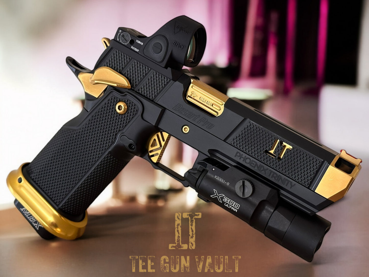 PHOENIX TRINITY DESERT PRO BLACK EDITION LIMITED TO 15 BLACK/GOLD DLC FINISH 9MM (optic & light) not included