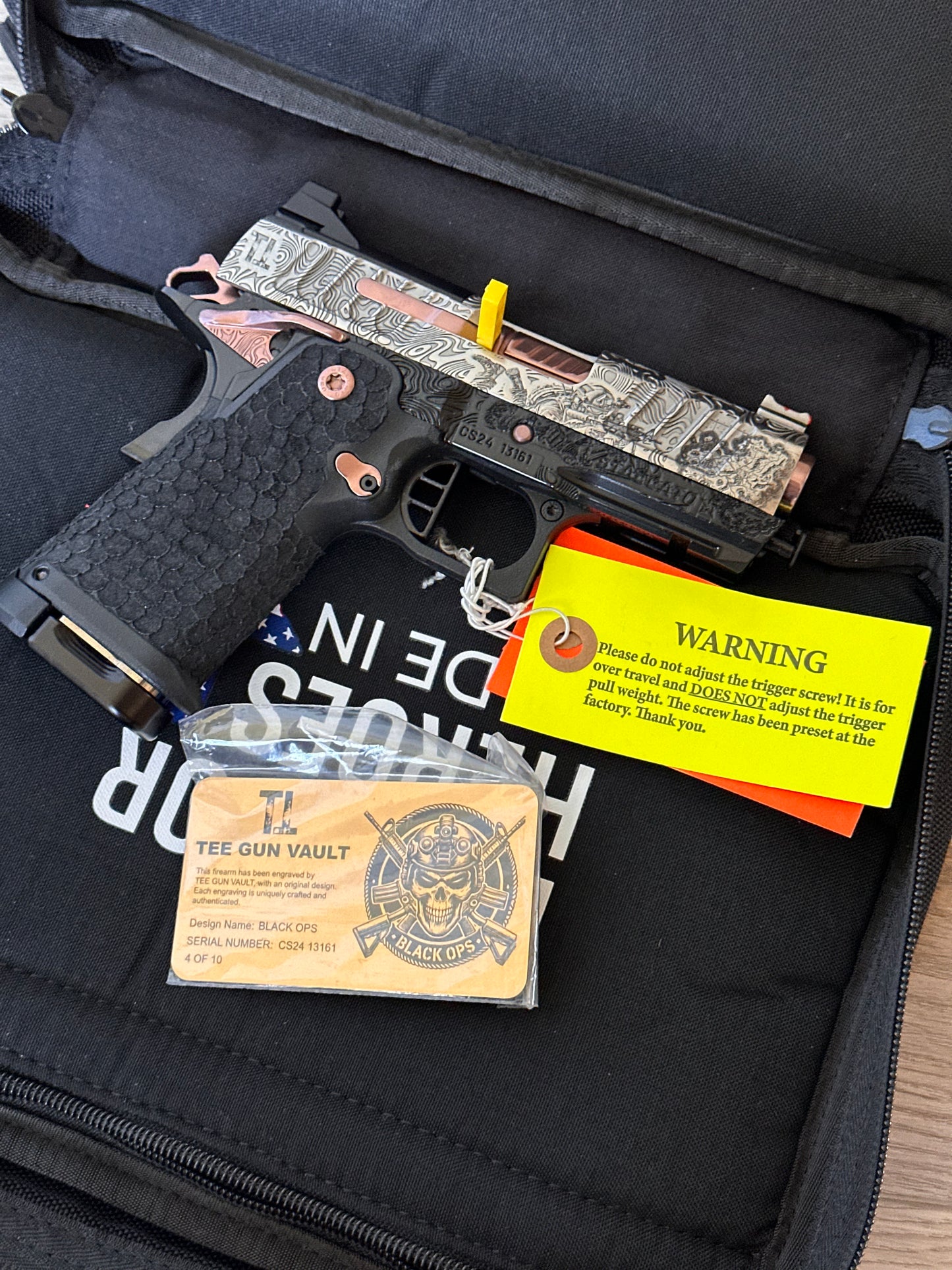 STACCATO CS CUSTOM “BLACK OPS” 3.5” PORTED SILVER/ROSE GOLD PVD (PRE OWNED MINT)