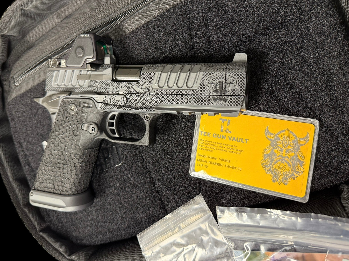 STACCATO CUSTOM P4.5 HD “VIKING” PORTED 4.5” DRAGON SCALE GRIPS RMR HD