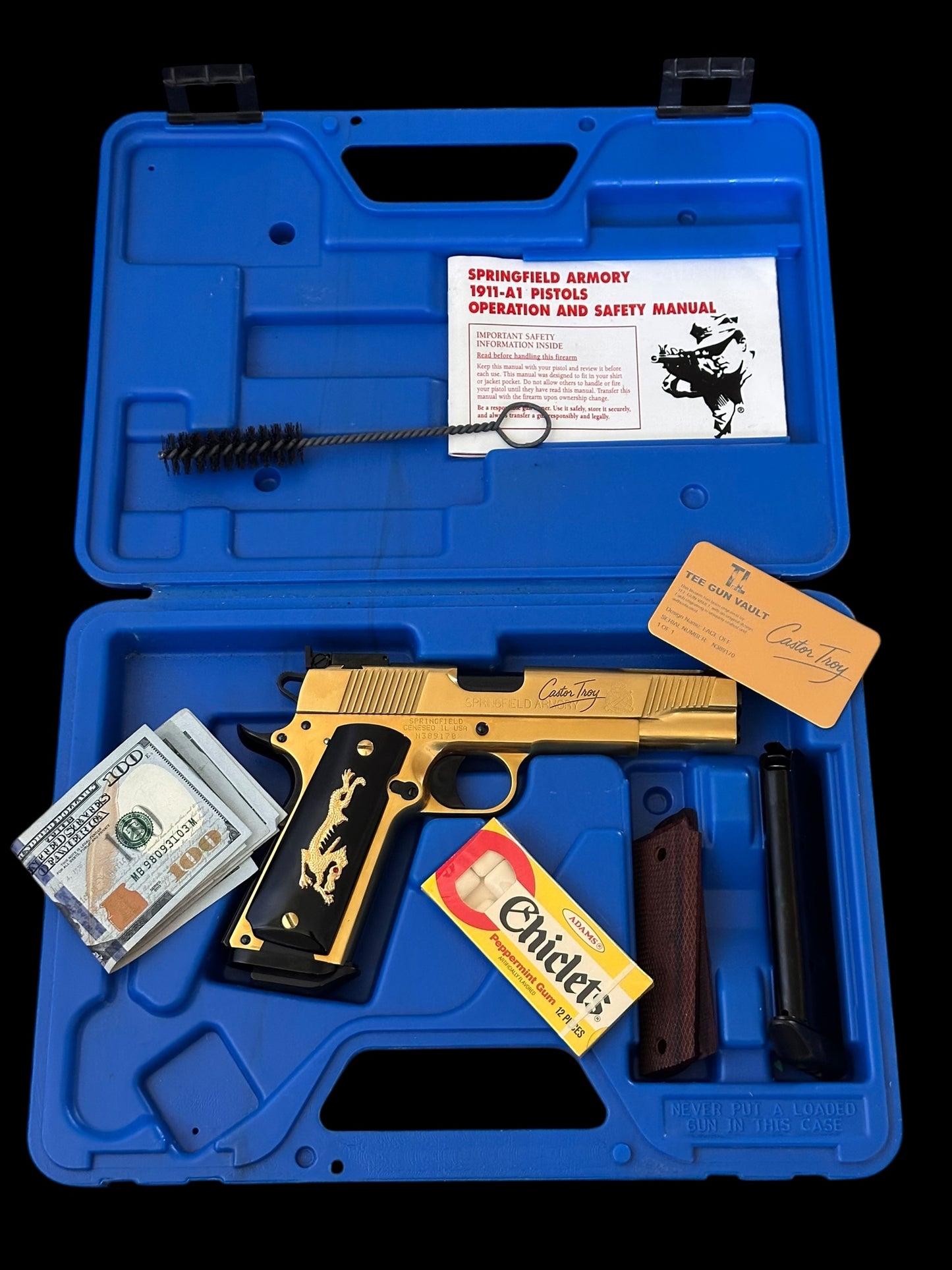 SPRINGFIELD ARMORY V12 PORTED “FACE OFF” CASTOR TROY IN GOLD NITRIDE FINISH (PRE OWNED)