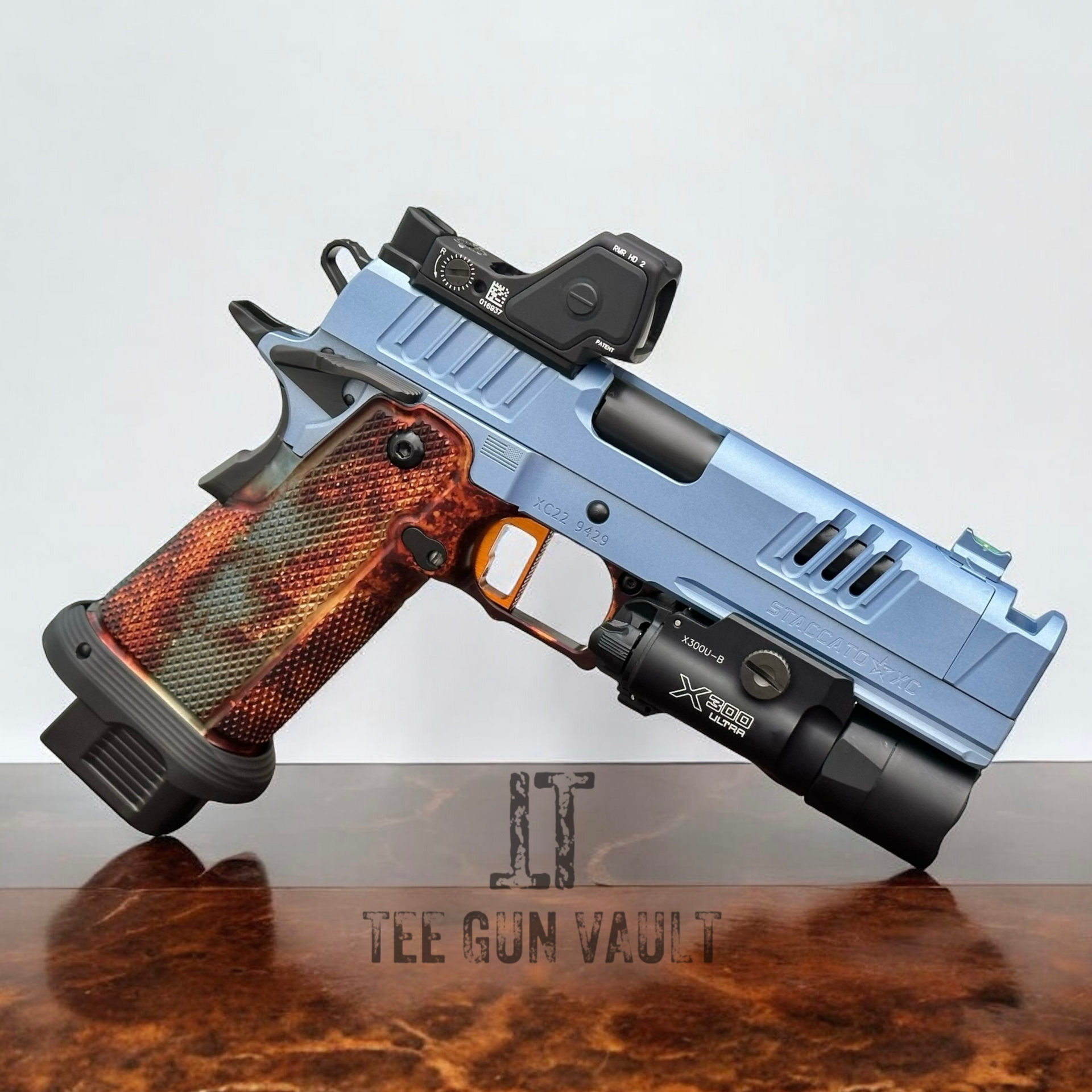 STACCATO / STI CUSTOM XC 2011 VYLLAIN GRIPS IN GRAY BLUE FINISH