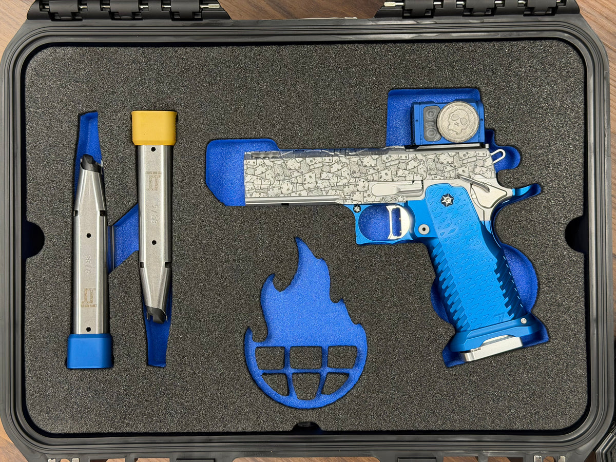 TEE GUN VAULT “RIVET” 1 OF 1 COMMANDER 4.25” V6 PORTED WITH KNIFE AND METEORITE ACRO P2