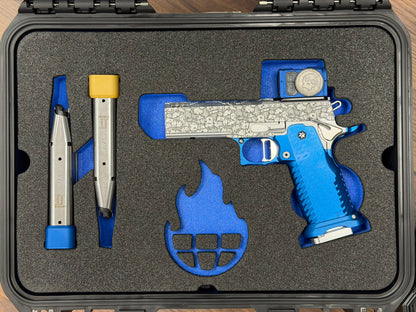TEE GUN VAULT “RIVET” 1 OF 1 COMMANDER 4.25” V6 PORTED WITH KNIFE AND METEORITE ACRO P2