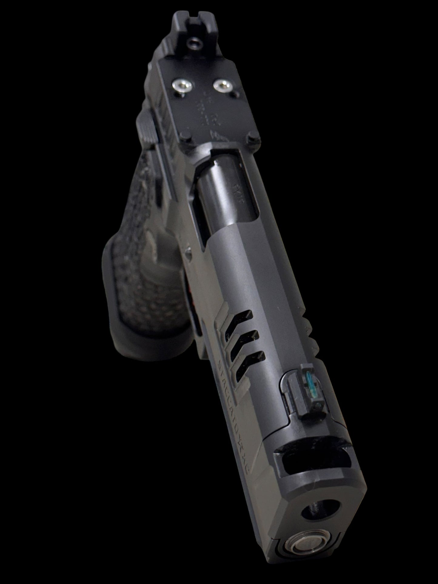 STACCATO XC 2011 5” COMPENSATED WITH DRAGON SCALE GRIPS RED ATLAS TRIGGER AND 5 MAGS (pre owned) MINT