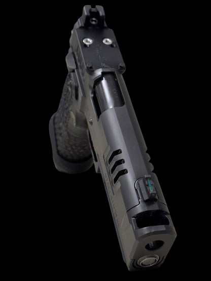 STACCATO XC 2011 5” COMPENSATED WITH DRAGON SCALE GRIPS RED ATLAS TRIGGER AND 5 MAGS (pre owned) MINT