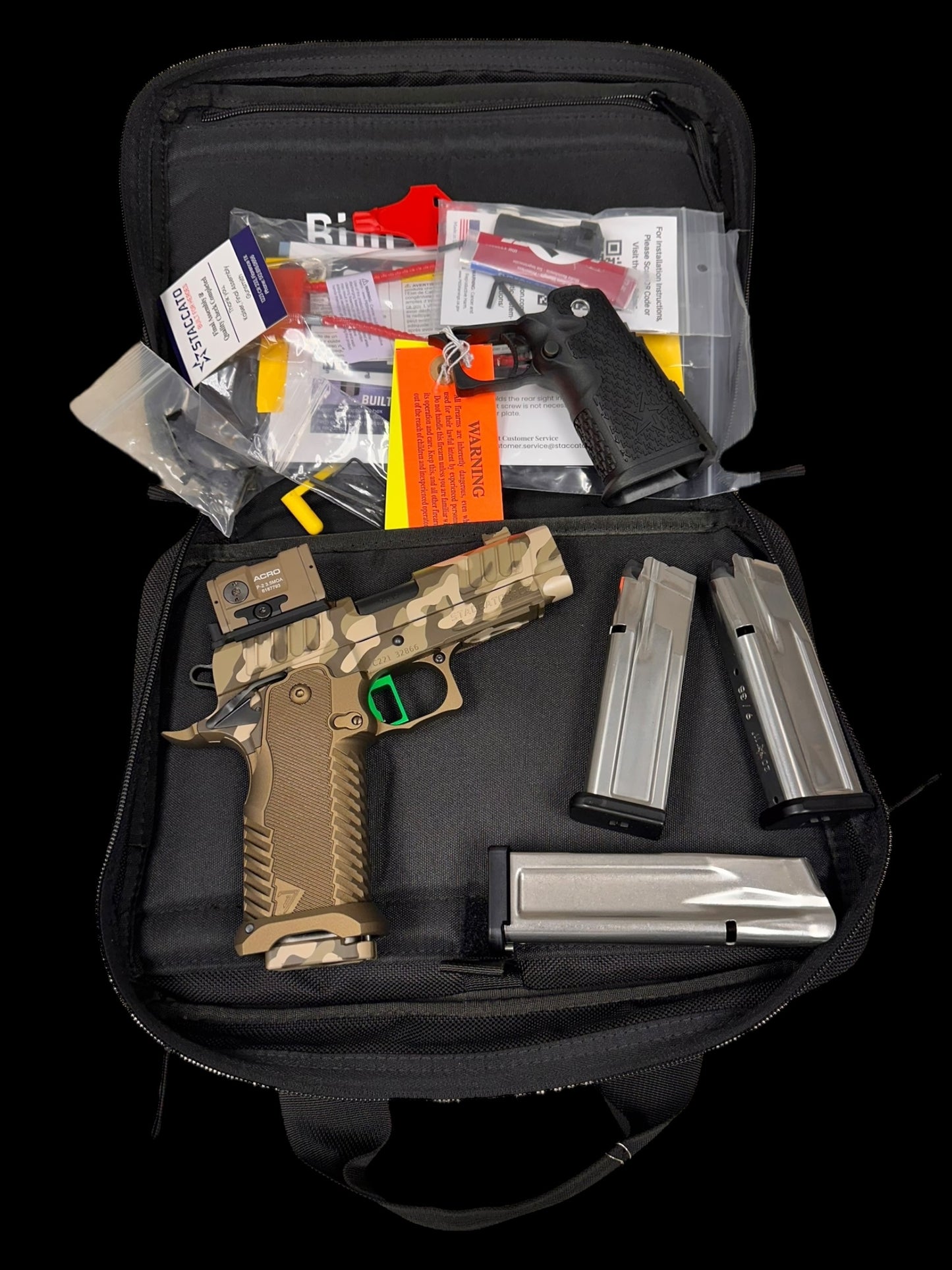 STACCATO CUSTOM C2 PORTED 3.9"
MULTICAM WITH T7 ALUMINUM GRIPS, AIMPOINT ACRO P2 & INFINITY TRIGGER