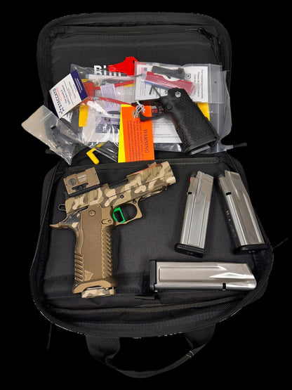 STACCATO CUSTOM C2 PORTED 3.9"
MULTICAM WITH T7 ALUMINUM GRIPS, AIMPOINT ACRO P2 & INFINITY TRIGGER