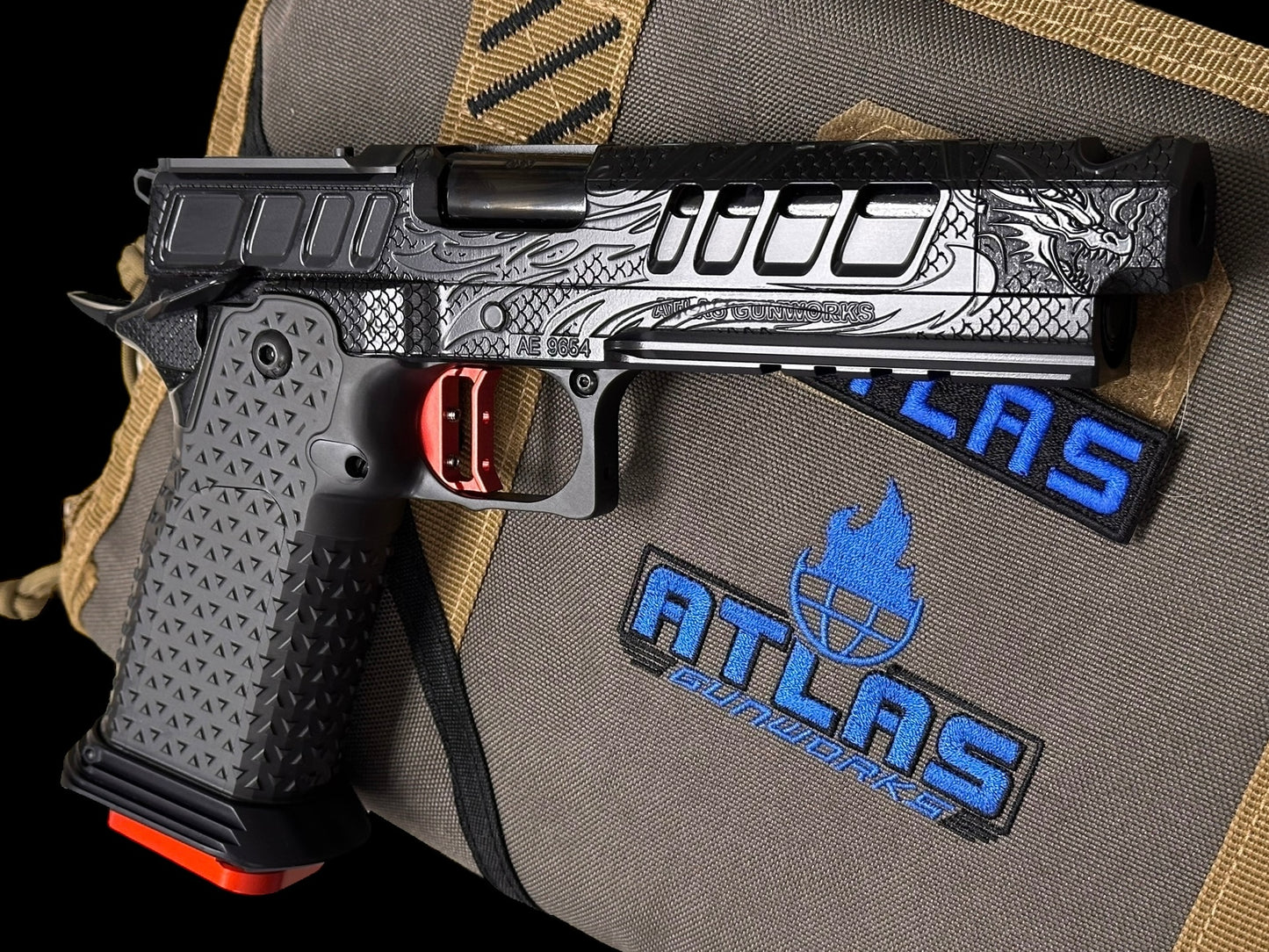 ATLAS GUNWORKS EREBUS V2 BLACK “TRIBAL DRAGON” RED TRIGGER
