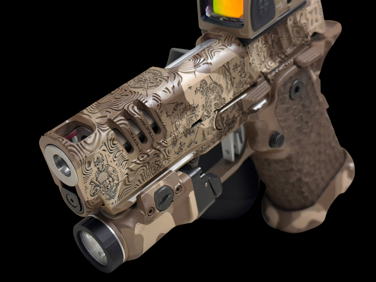 STACCATO CUSTOM CS X SERIES “BLACK OPS” EDITION CHUNK SINGLE PORTED WITH EDGE TRIGGER, RMR AND DRAGON GRIPS