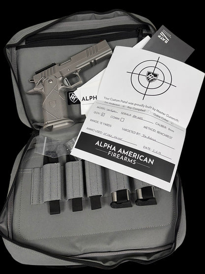ALPHA AMERICAN WAR FIGHTER 5” GOV PORTED OPTIC READY ALUMINUM GRIPS 9MM