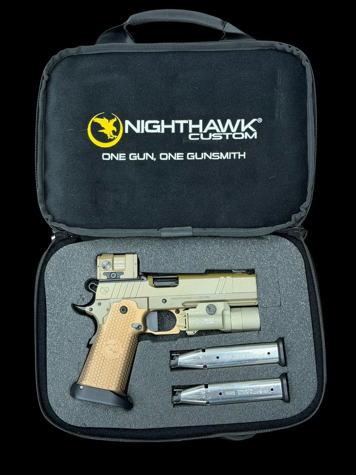 NIGHTHAWK CUSTOM SANDHAWK W/ACRO P2 AND X300 9MM (PRE OWNED UNFIRED) MINT