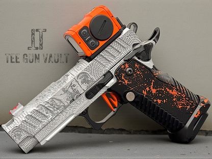 STACCATO CUSTOM C2 “SPARTANS” CHUNK PORTED T7 FULL SIZE GRIPS WITH RED DIRT “EDGE” TRIGGER