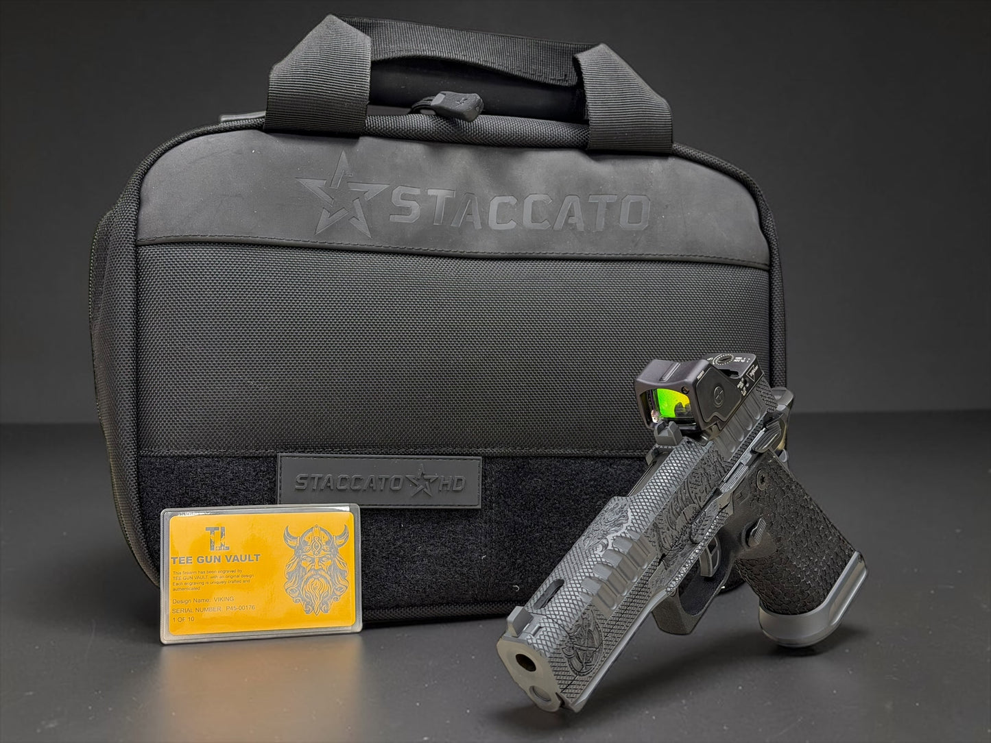 STACCATO CUSTOM P4.5 HD “VIKING” PORTED 4.5” DRAGON SCALE GRIPS RMR HD