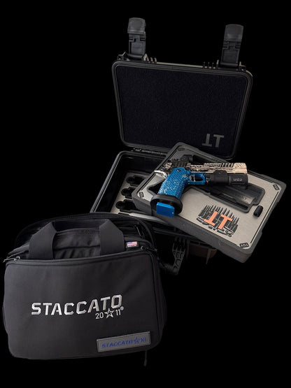 STACCATO CUSTOM XL “VITA FINITA” FULLY CUSTOMIZED 3D ENGRAVED POLISHED NICKEL ATLAS GRIPS