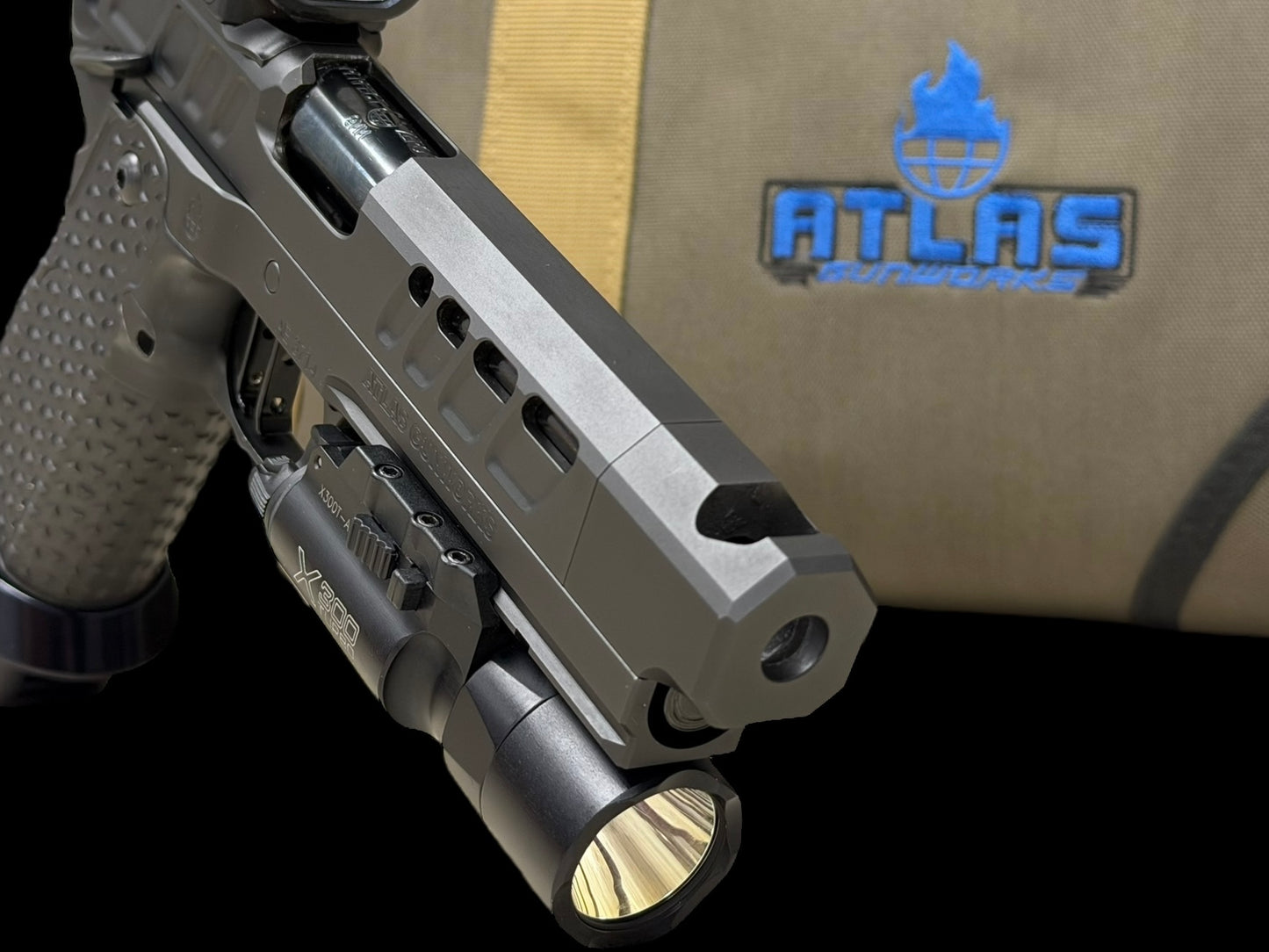 ATLAS GUNWORKS EREBUS V2 COMP’D WITH TRIJICON SRO AND X300 (PRE OWNED) EXCELLENT CONDITION 9MM