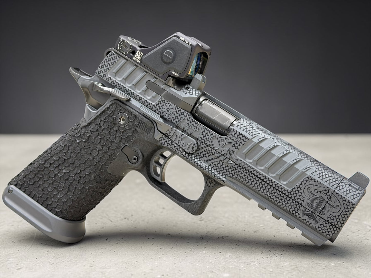 STACCATO CUSTOM P4.5 HD “VIKING” PORTED 4.5” DRAGON SCALE GRIPS RMR HD