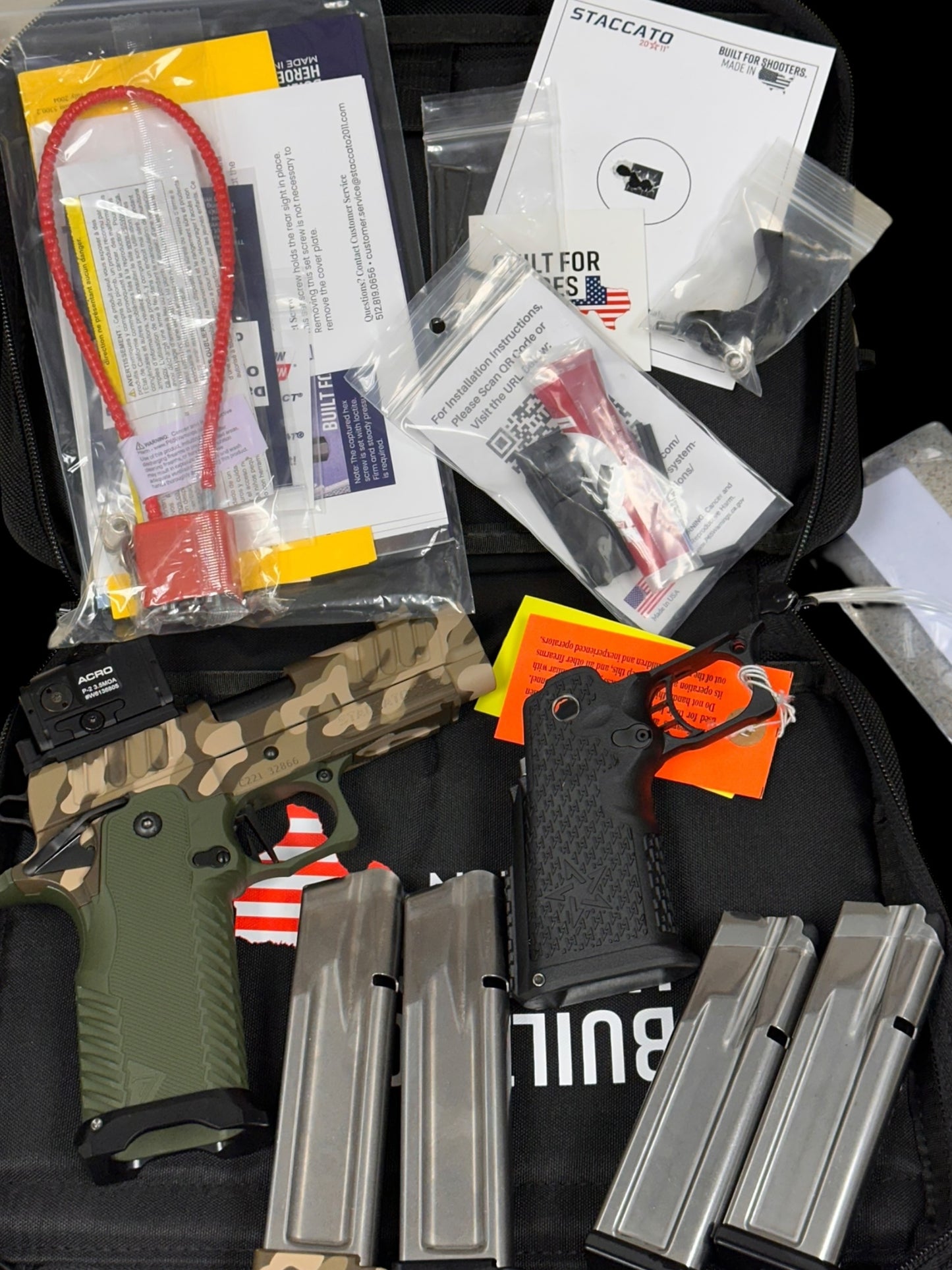 STACCATO CUSTOM C2 PORTED 3.9” MULTICAM WITH T7 ALUMINUM GRIPS, AIMPOINT ACRO P2 & RED DIRT “EDGE” TRIGGER