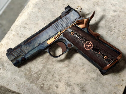 KINGS RIVER CUSTOM FCC 1911 COMMANDER FULL CASE HARDENED 9MM WITH IVORY GRIPS MASTERPIECE