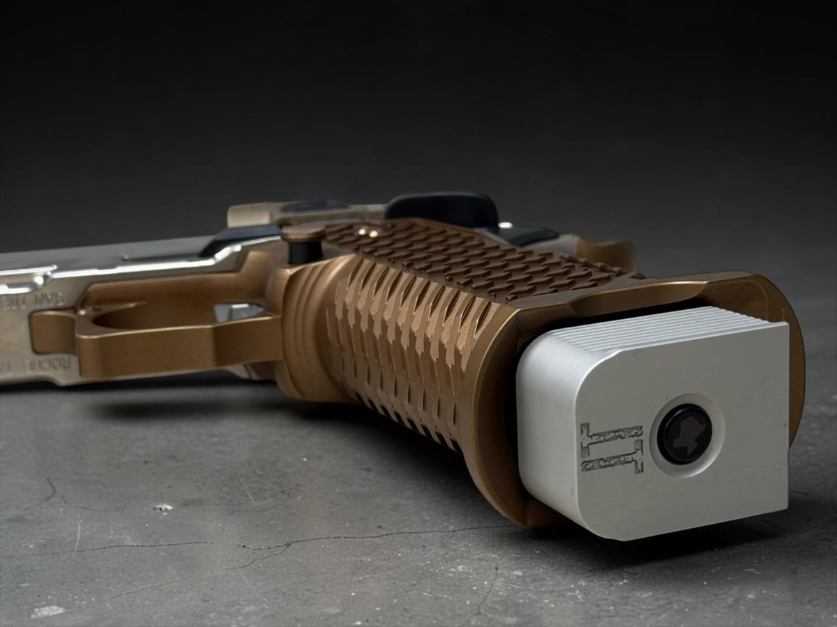 DARK FORGE REAPER PORTED COMP POLISHED NICKEL CAMO WITH T7 GRIP AND EDGE TRIGGER