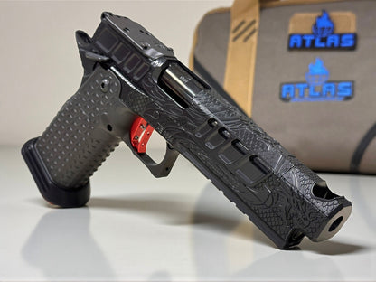 ATLAS GUNWORKS EREBUS V2 BLACK “TRIBAL DRAGON” RED TRIGGER