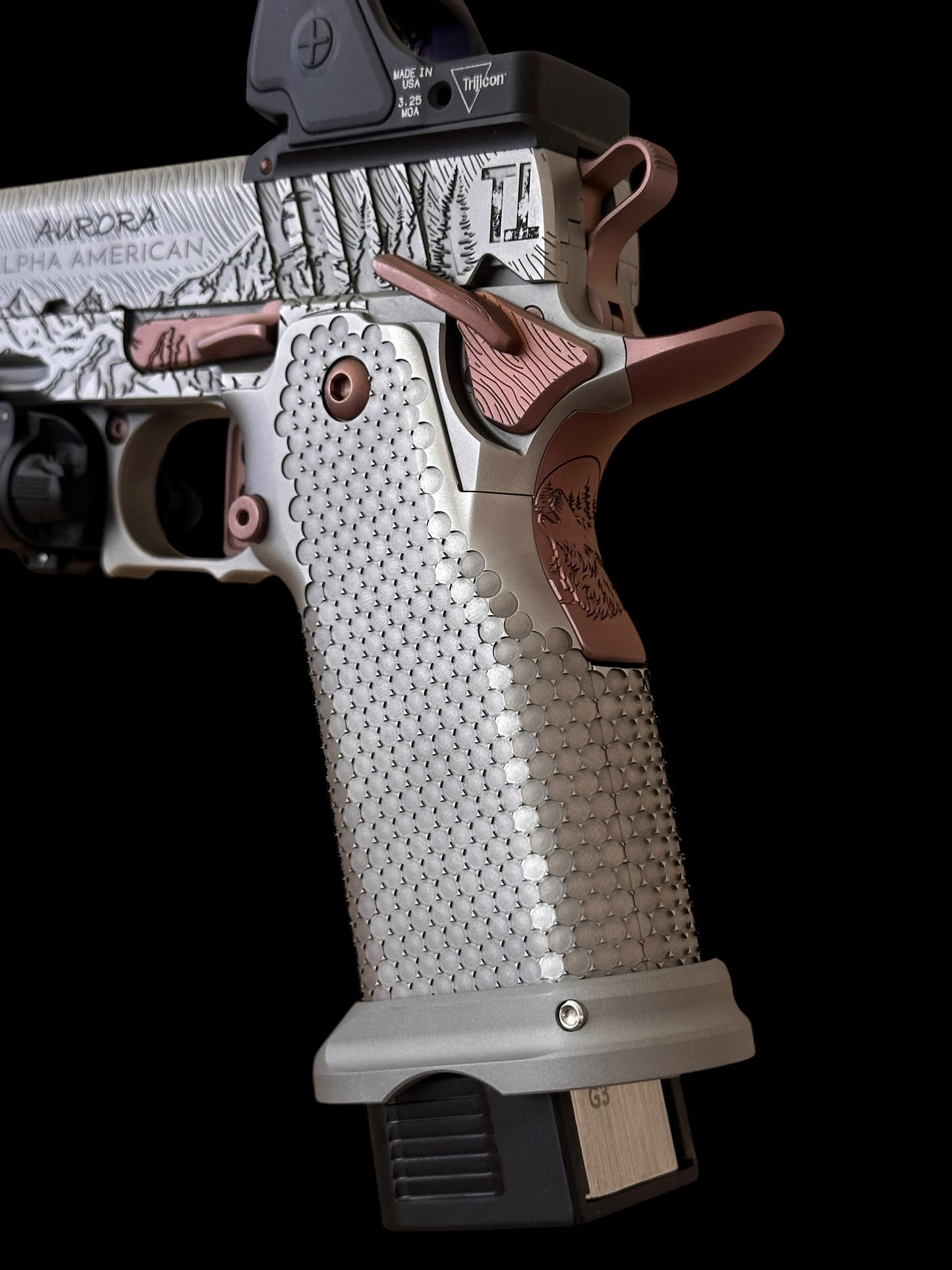 ALPHA AMERICAN “AURORA” PORTED 5” GOV ALL STEEL COLLECTOR LIMITED EDITION 20 UNITS. 9MM