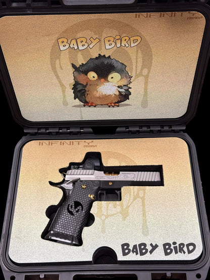 SVI/INFINITY “ANGRY” BABY BIRD CUSTOM 1 OF 1 COMMANDER SIGHT TRACKER 4.25” WITH TRIJICON SRO 9MM
