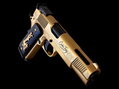 SPRINGFIELD ARMORY V12 PORTED “FACE OFF” CASTOR TROY IN GOLD NITRIDE FINISH (PRE OWNED)