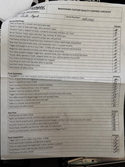 NIGHTHAWK CUSTOM DOUBLE AGENT DS 4.25” OPTIC READY BLACK DLC  COMMANDER AMBI SAFETY 9MM