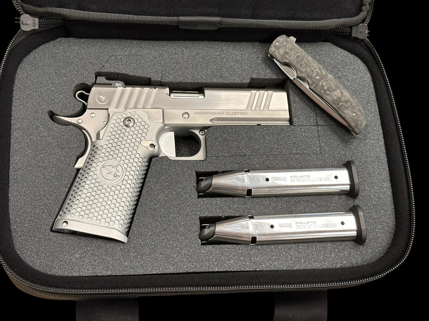 NIGHTHAWK CUSTOM TRS COMMANDER “ICEMAN” SAND HAWK SERRATED OPTIC CUT DOUBLE STACK