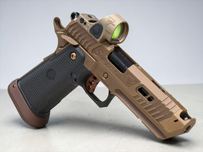 TARAN TACTICAL SAND VIPER 2011 NEW GRIPS 9MM WITH TAN SRO SIGNED CASE BY TARAN BUTLER