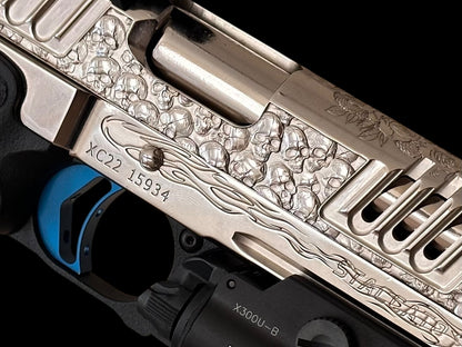 STACCATO CUSTOM XC “VITA FINITA” 1 OF 10 ENGRAVED HIGH POLISHED NICKEL WITH ATLAS TRIGGER SRO AND X300