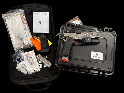 STACCATO CUSTOM XL “LAST SAMURAI” PORTED ATLAS GRIPS AND TRIGGER CHARCOAL POLISHED BLACK DLC