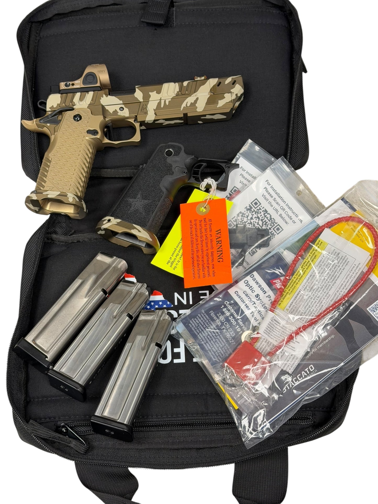 STACCATO P CUSTOM BRONZE MULTI CAM COMPENSATED WITH T7 ALUMINUM GRIPS AND SRO