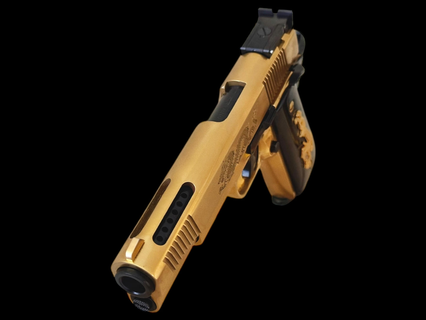SPRINGFIELD ARMORY V12 PORTED “FACE OFF” CASTOR TROY IN GOLD NITRIDE FINISH (PRE OWNED)