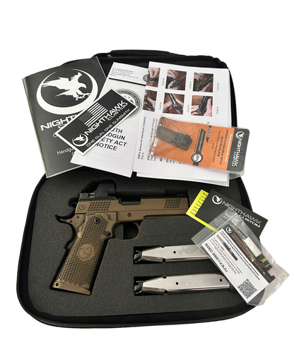 NIGHTHAWK CUSTOM TRS COMMANDER 4.25” TACTICAL READY SERIES IN BATTLE WORN BRONZE WITH TRIJICON SRO 2.5 9MM